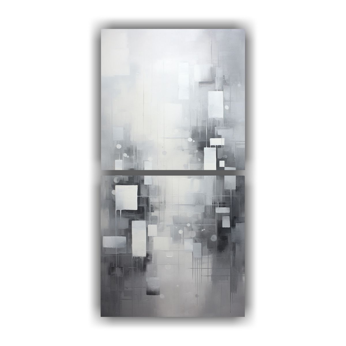 GENERICO - Cuadros Abstractos En Blanco Y Gris Belleza 20x40 Cm
