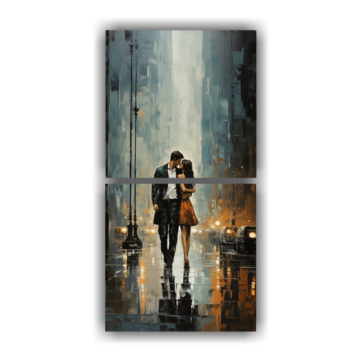 GENERICO - Paseo De Hombre Y Mujer Pintura Al óleo 40x80 Cm