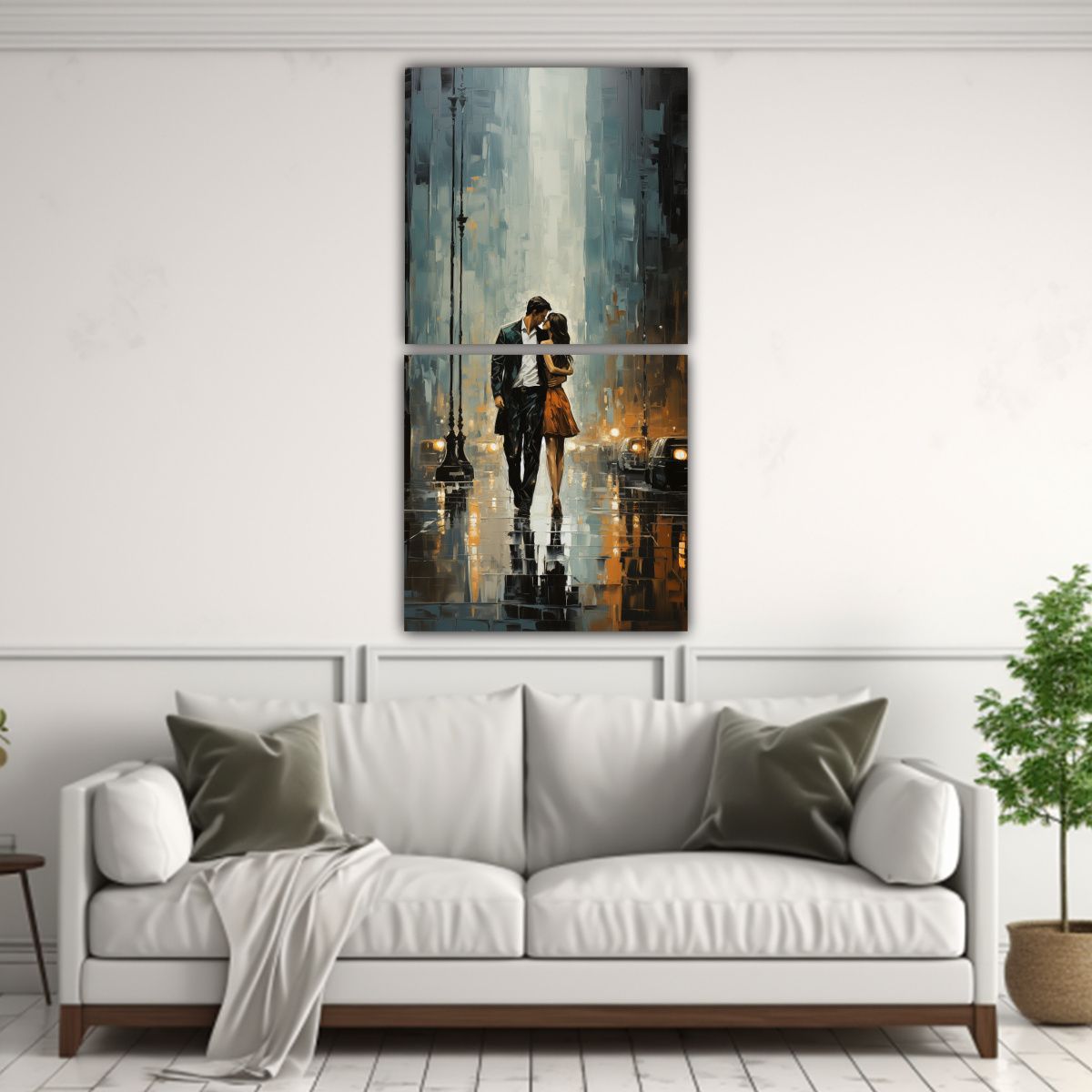 GENERICO - Paseo De Hombre Y Mujer Pintura Al óleo 40x80 Cm