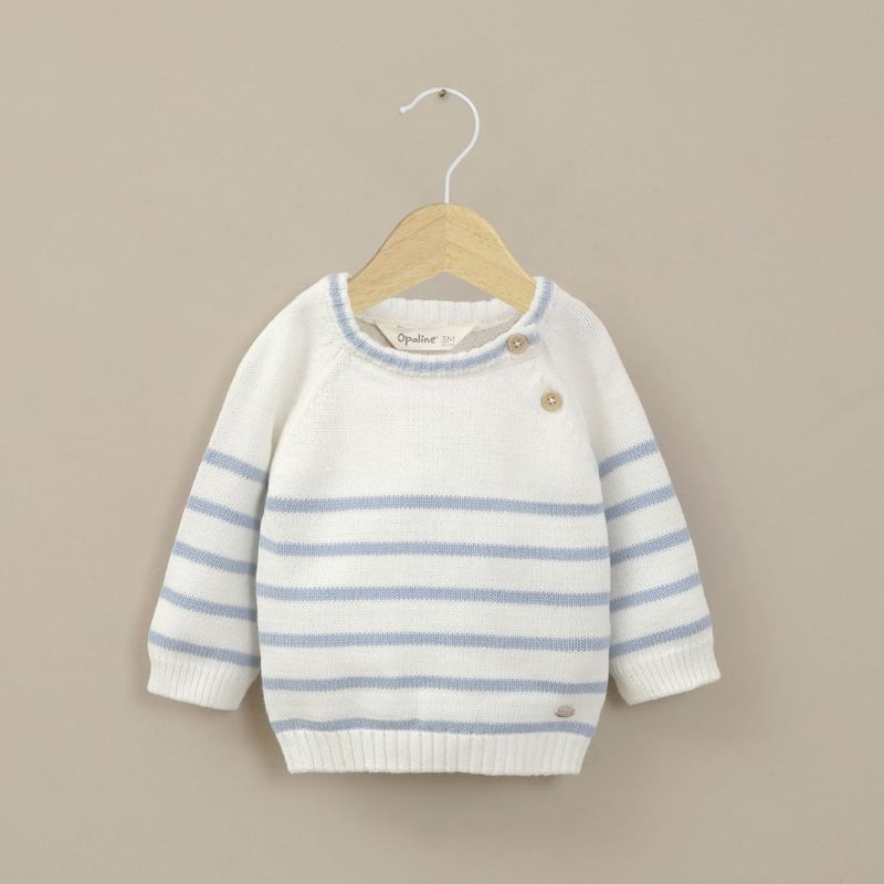 OPALINE - Sweater lineas blanco de bebé niño