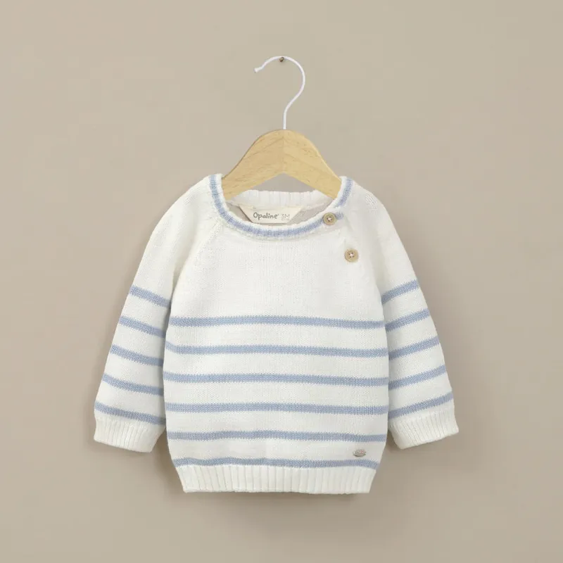 OPALINE - Sweater lineas blanco de bebé niño