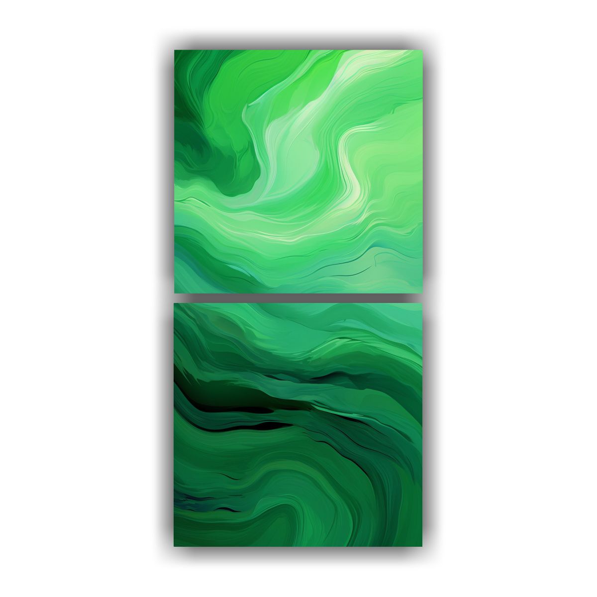 GENERICO - Cuadros Abstractos Verdes Para Oficina Colección 60x120 Cm