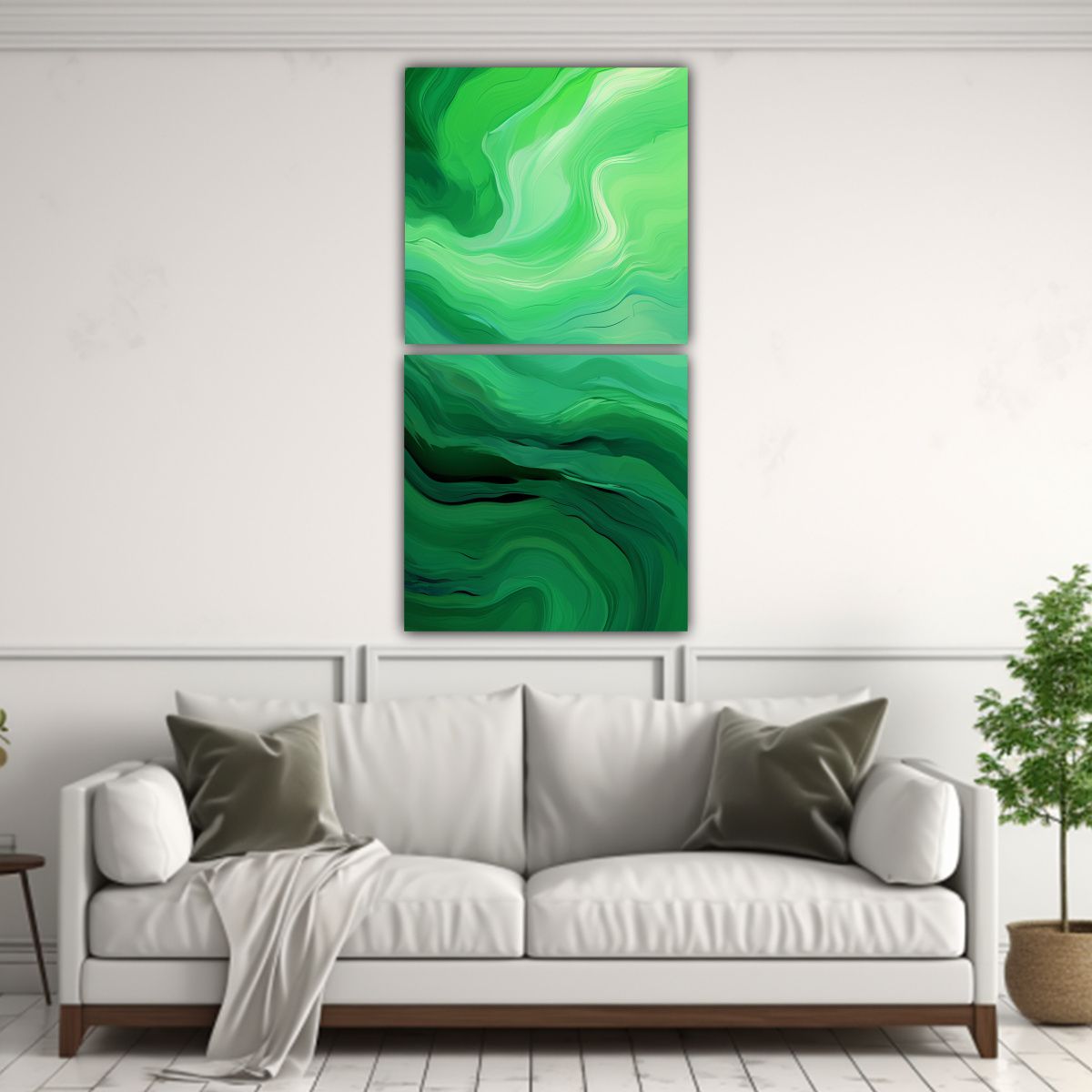 GENERICO - Cuadros Abstractos Verdes Para Oficina Colección 60x120 Cm