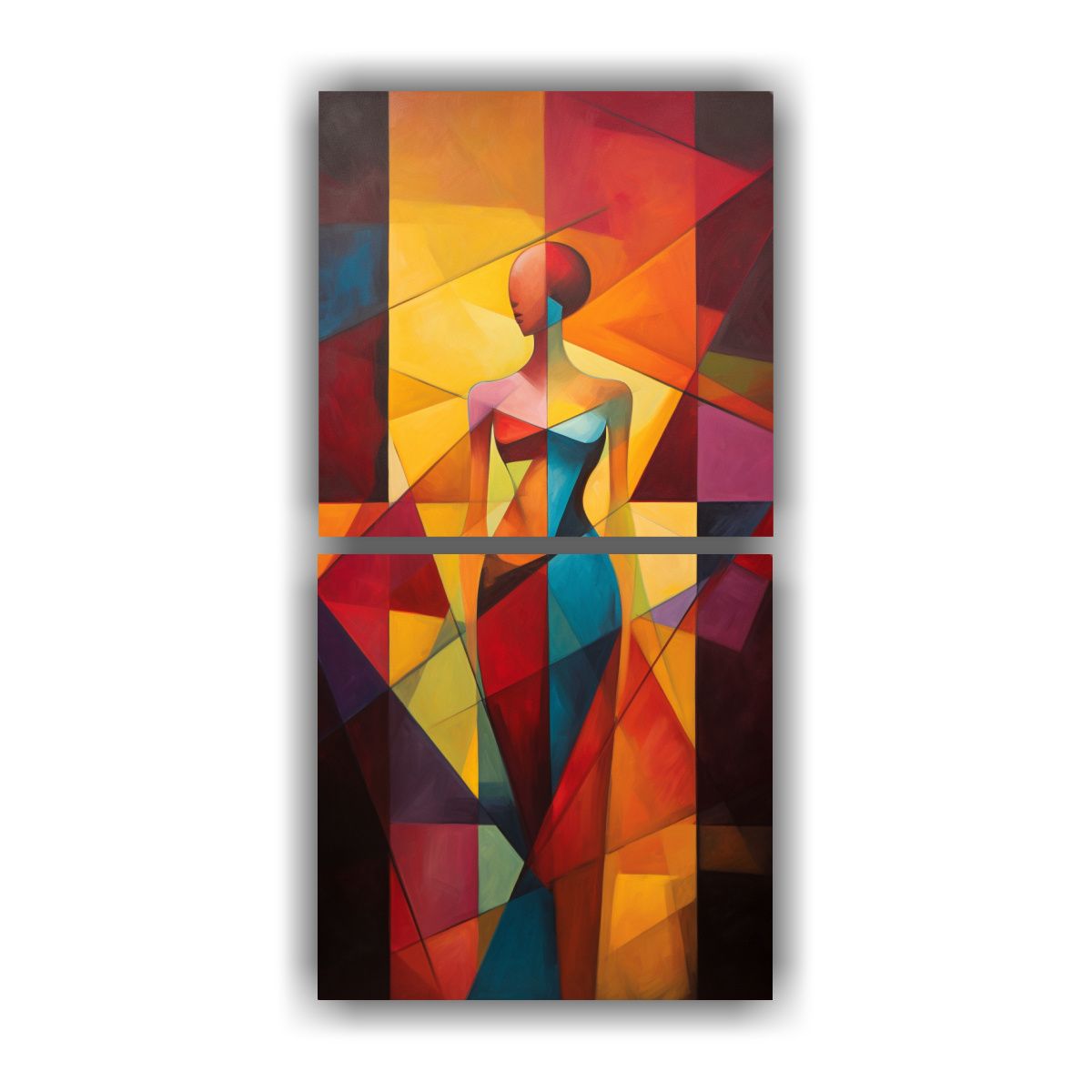 GENERICO - Conjunto De 2 Lienzos Con Figura Geométrica 30x60 Cm