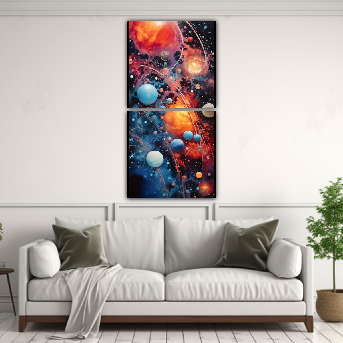 GENERICO - Cuadro Decorativo Celestial Con Planetas Y 40x80 Cm