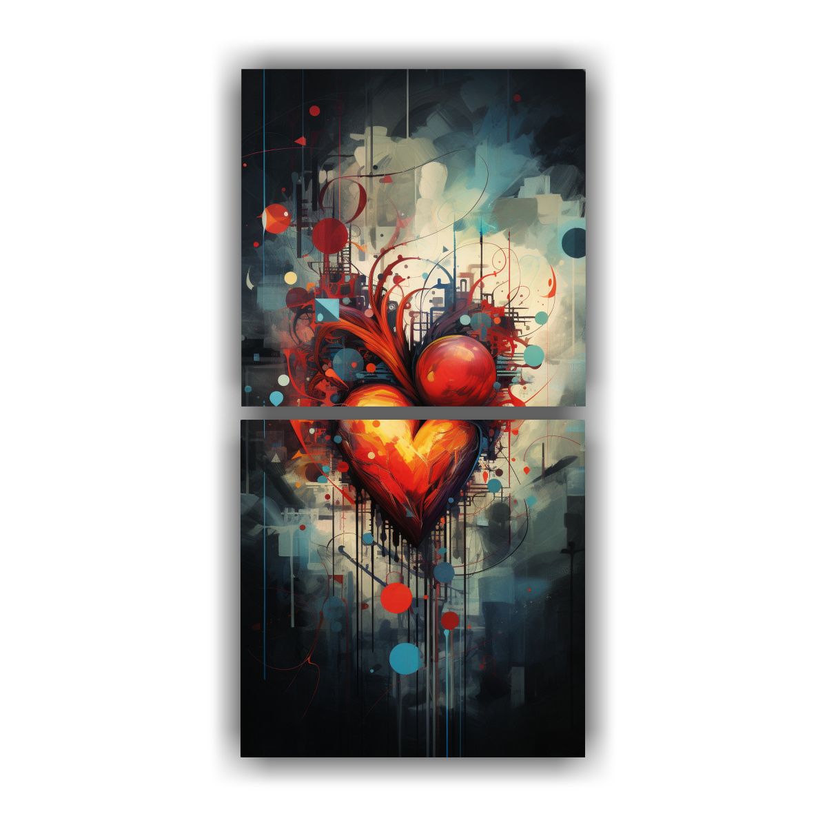 GENERICO - Pinturas Abstractas De Ritmo Cardíaco En Dos 20x40 Cm