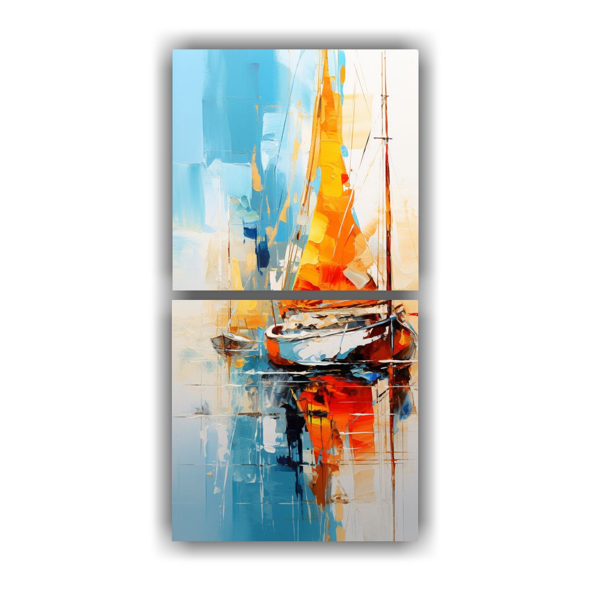 GENERICO - Cuadros Abstractos De Barcos Estilo Galería 20x40 Cm