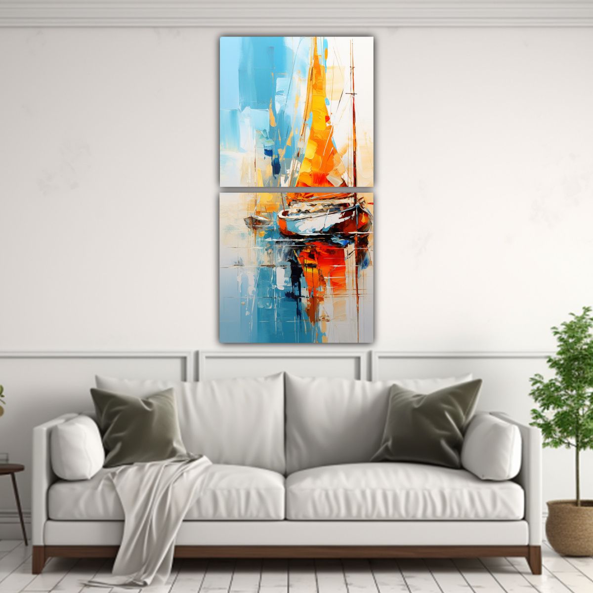 GENERICO - Cuadros Abstractos De Barcos Estilo Galería 20x40 Cm