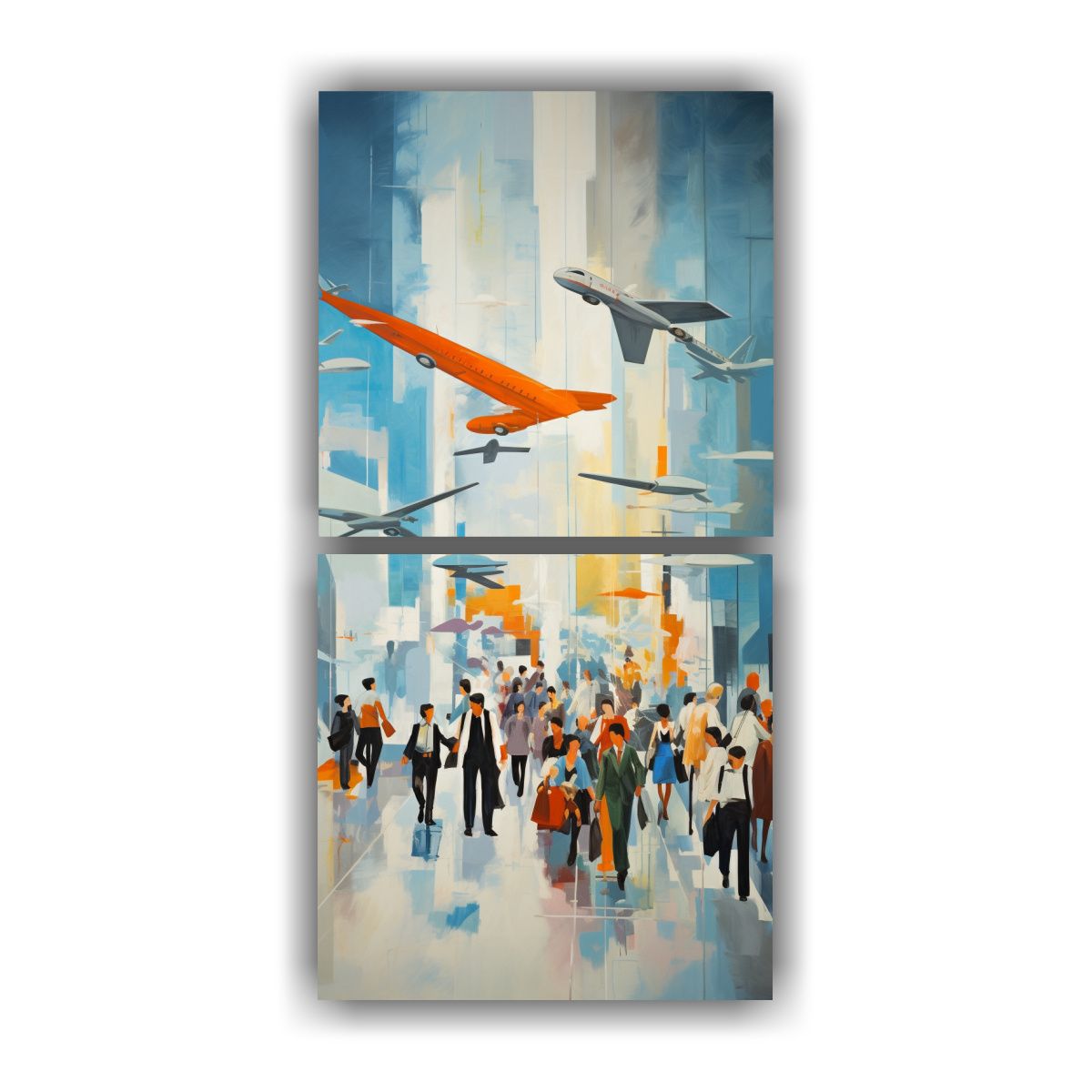 GENERICO - Cuadro Abstracto Esquema Líneas Finas 40x80 Cm