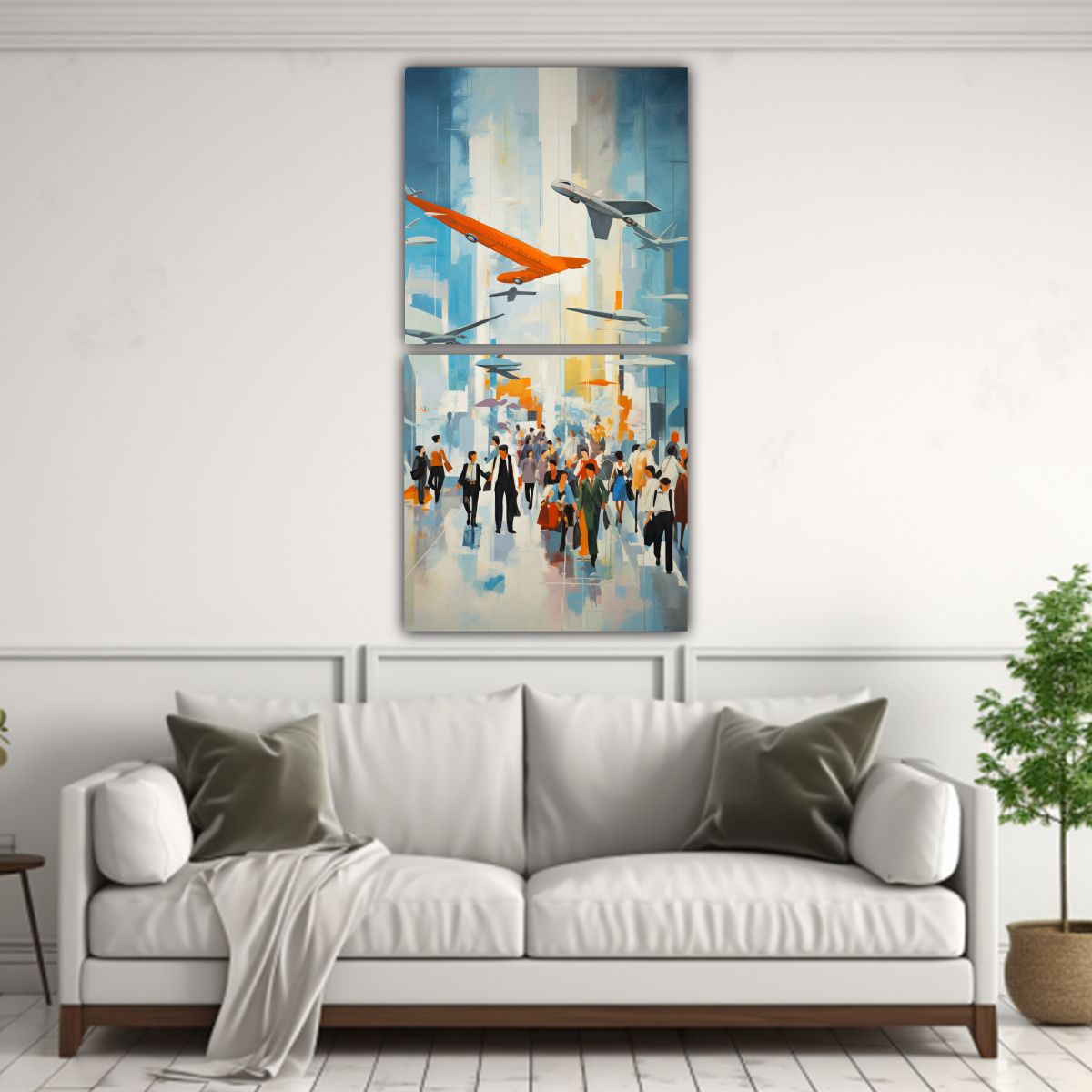 GENERICO - Cuadro Abstracto Esquema Líneas Finas 40x80 Cm