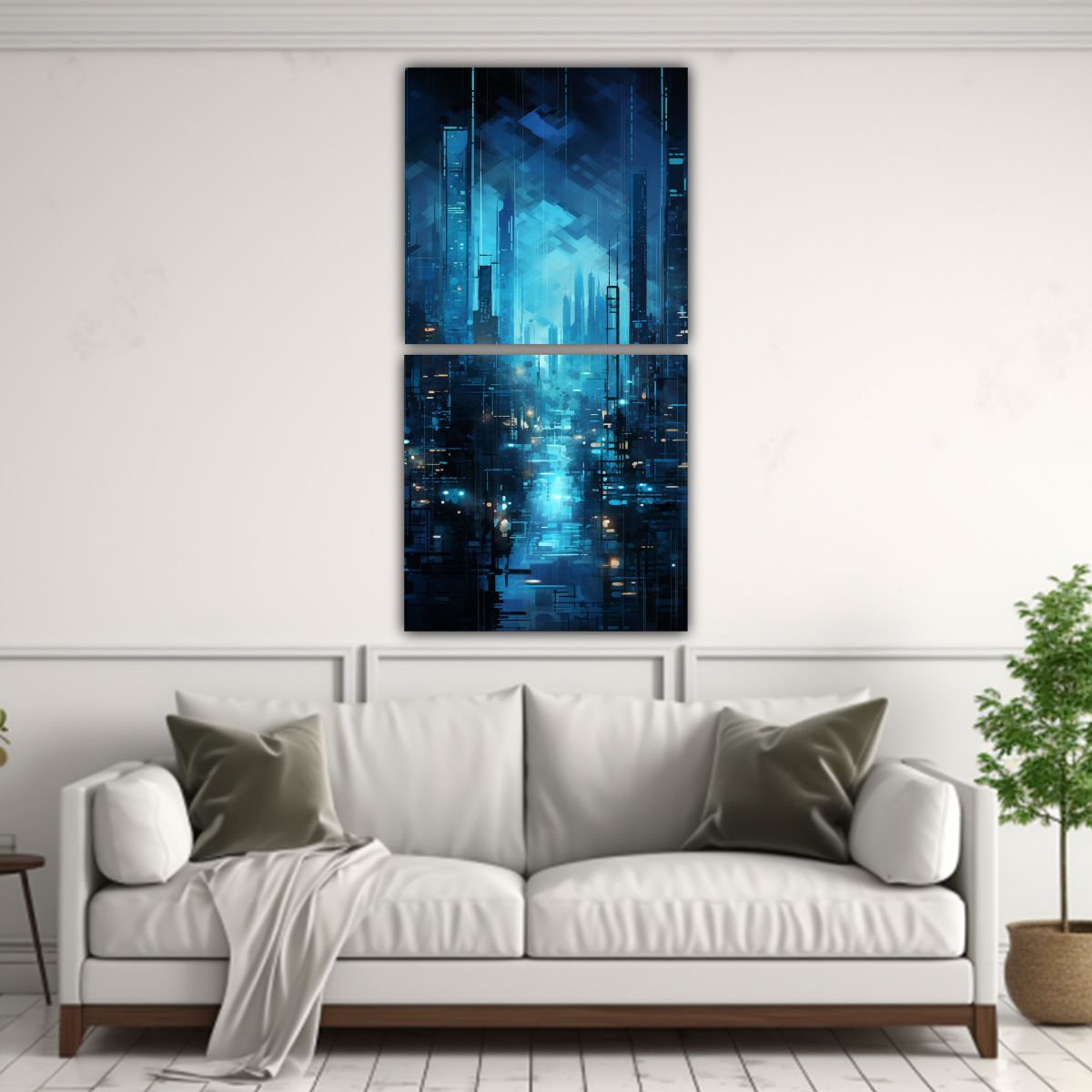 GENERICO - Pinturas Digitales De La Ciudad Nocturna En Azul 50x100 Cm