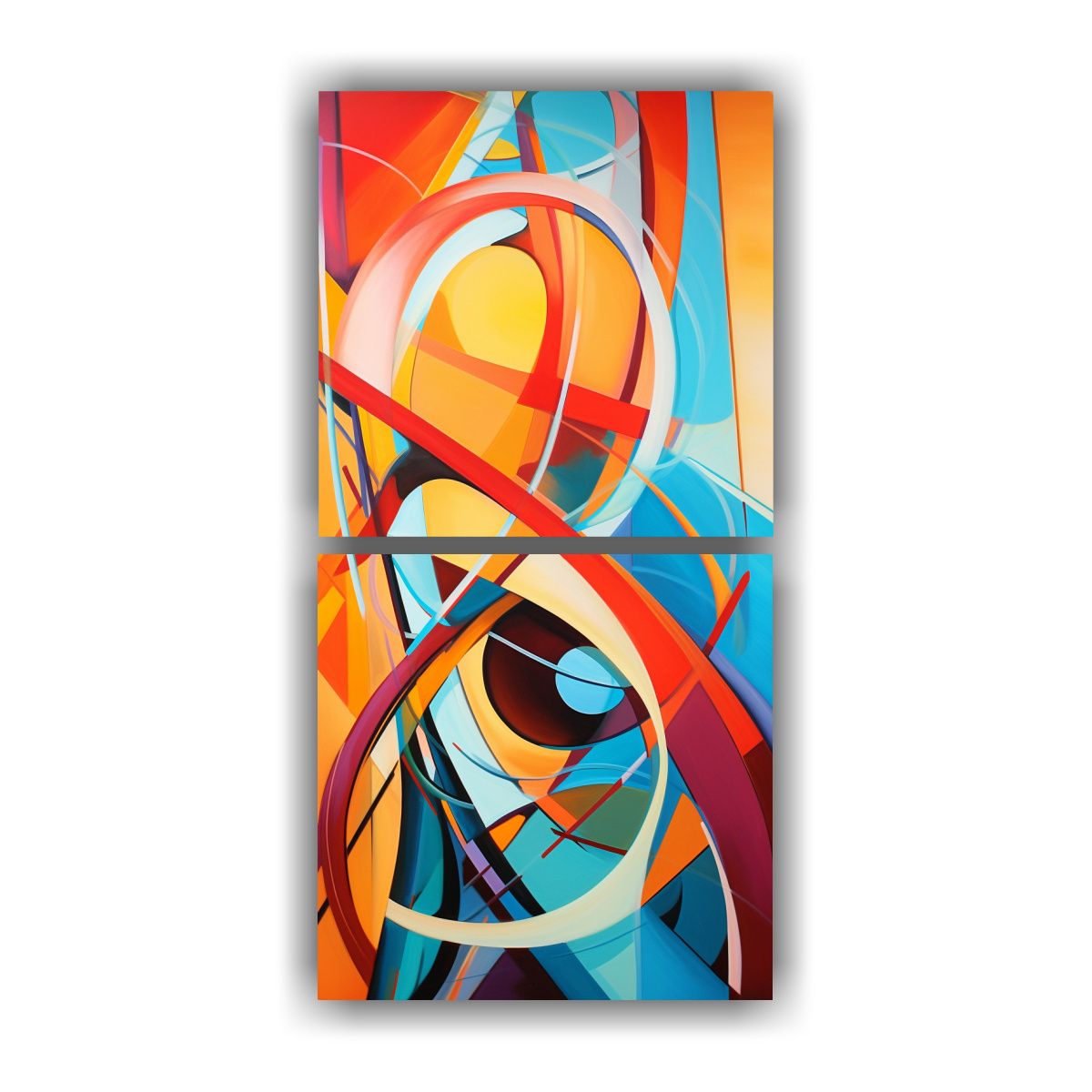 GENERICO - Set 2 Cuadros Abstractos Reinterpretación Del 20x40 Cm