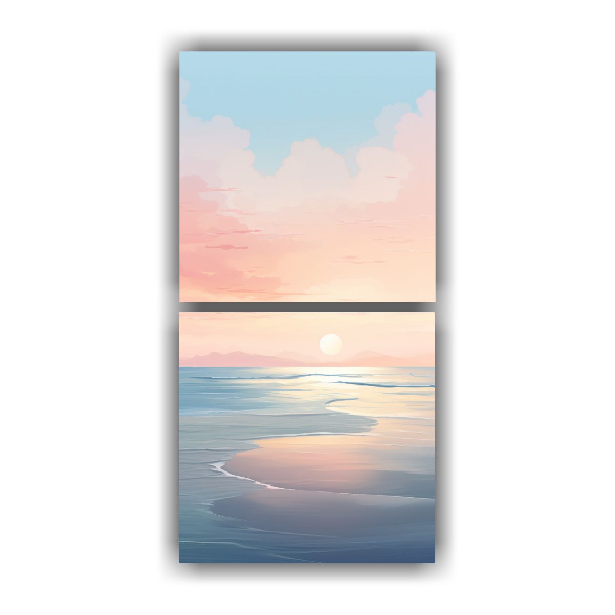 GENERICO - Cuadro Abstracto Amanecer En La Playa 20x40 Cm