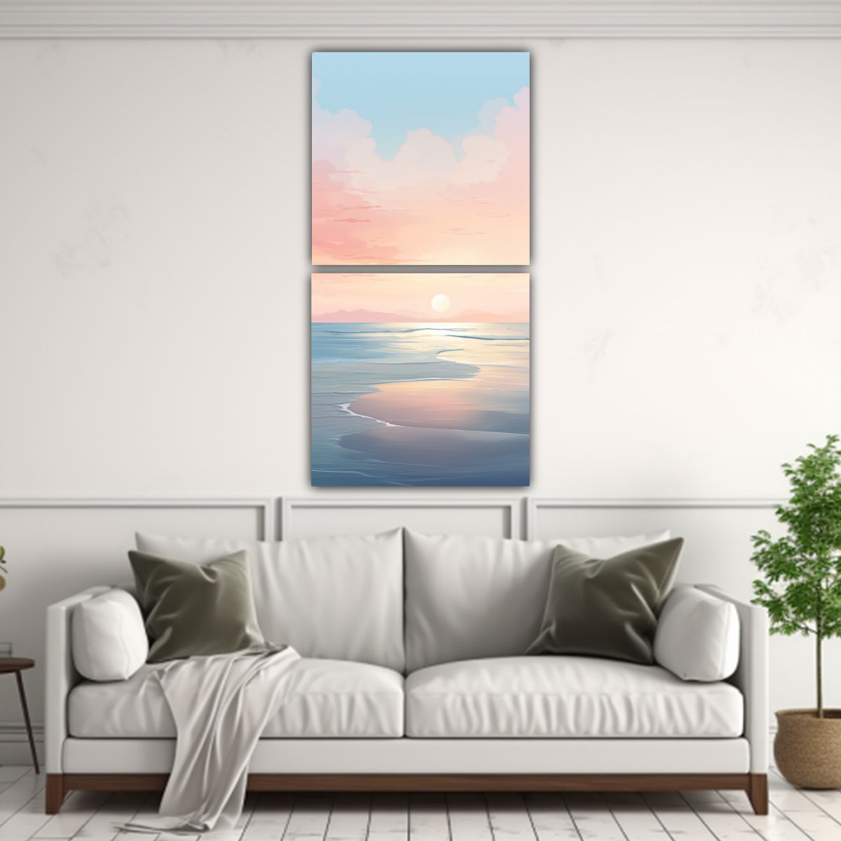 GENERICO - Cuadro Abstracto Amanecer En La Playa 20x40 Cm