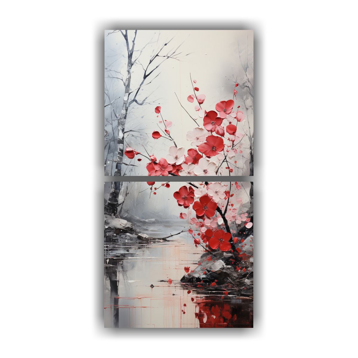 GENERICO - Cuadro De Madera Abstracto De Árboles En Plata Y 40x80 Cm