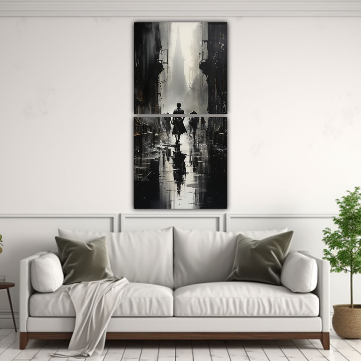 GENERICO - Dos Canvas Modernos Intenso Dibujo A Tinta De 30x60 Cm