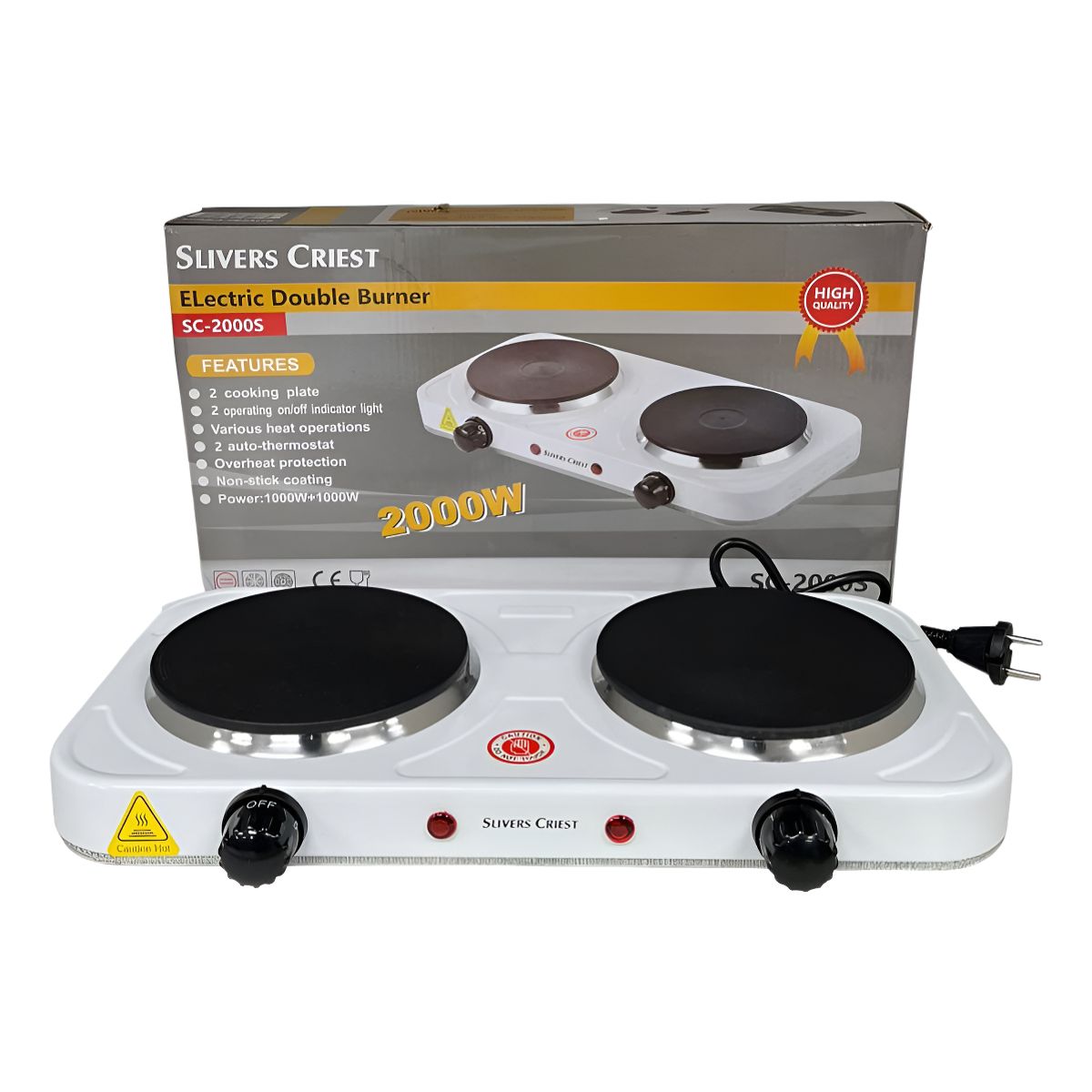 GENERICO - Cocina Electrica Portatil De 2 Platos Encimera 2000w