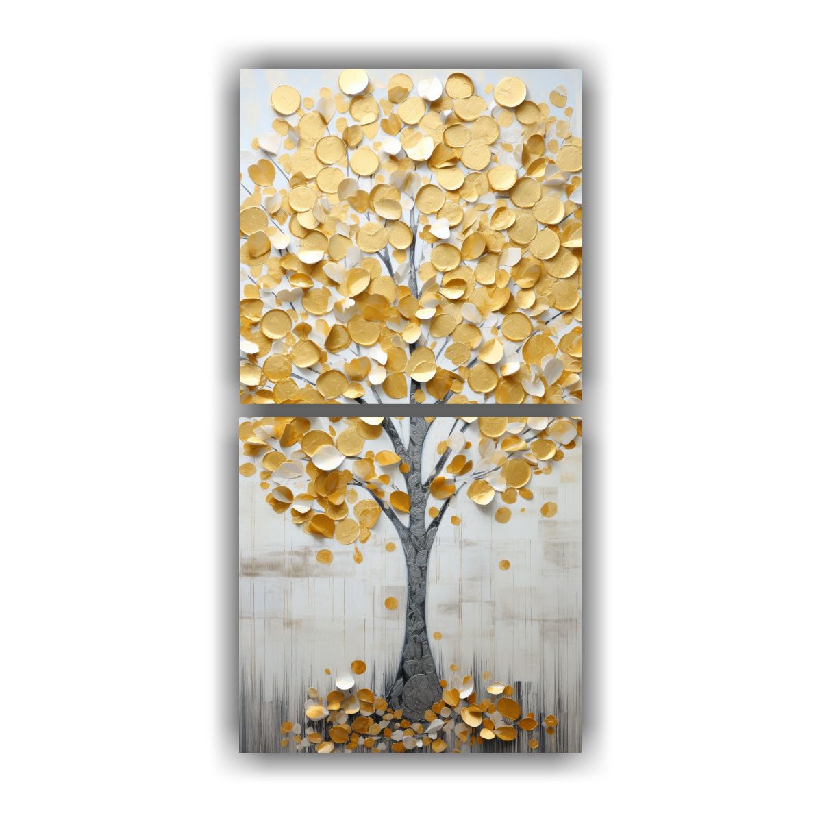 GENERICO - Conjunto 2 Cuadros De Pared Alta Calidad Árbol 40x80 Cm