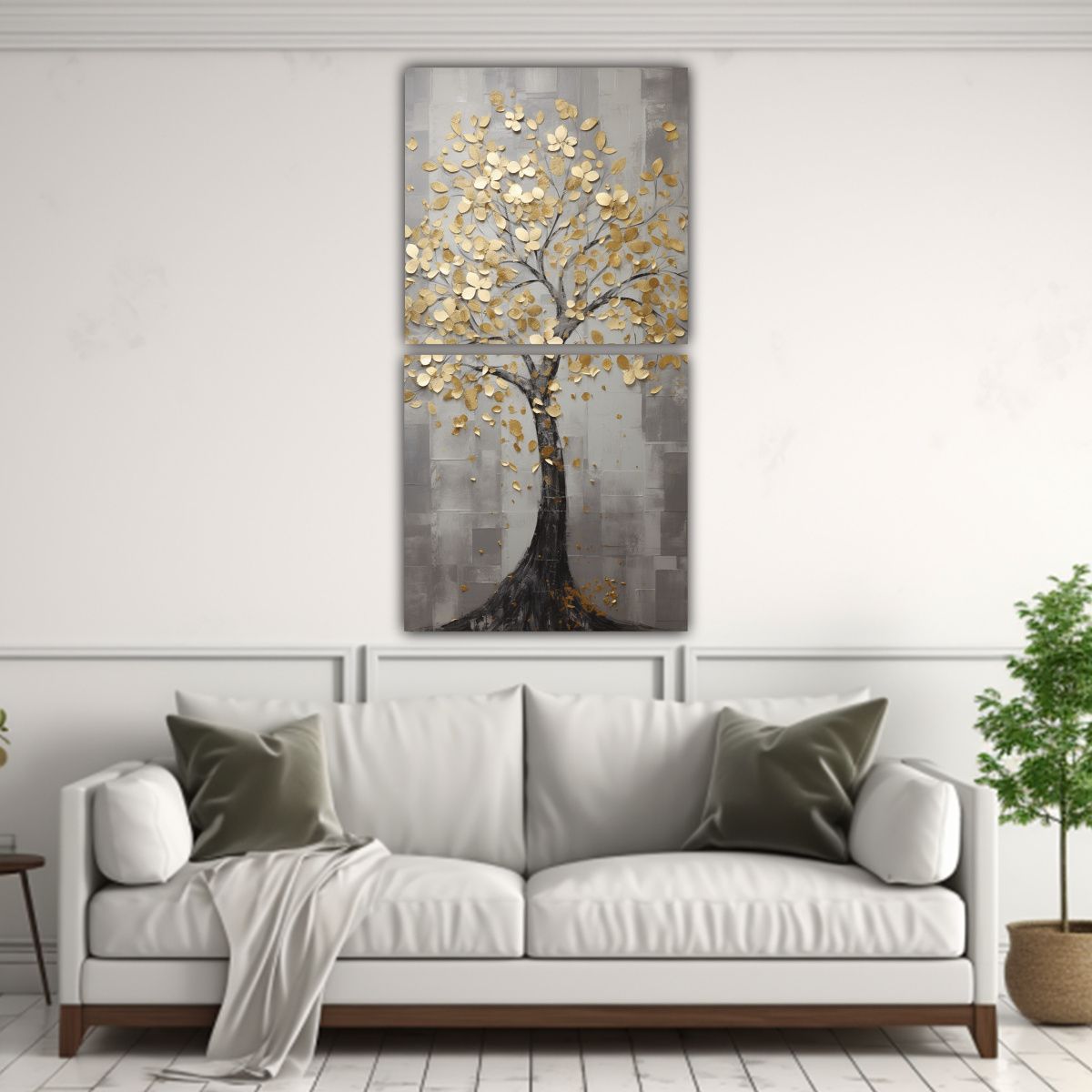 GENERICO - Dos Lienzos Colores Multicolor De árbol En 30x60 Cm