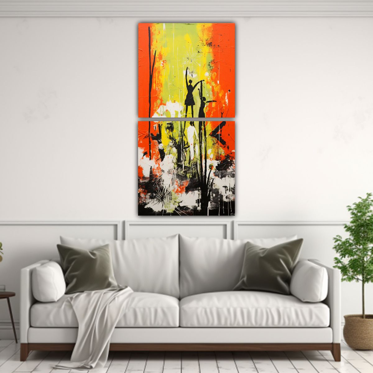 GENERICO - Pintura Abstracta Urbana En Amarillo Y Rojo Sobre 20x40 Cm