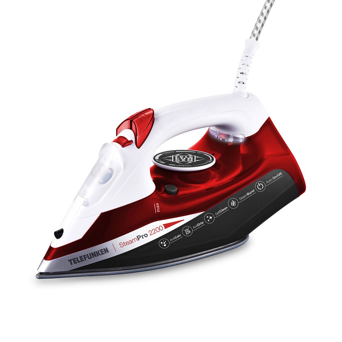 TELEFUNKEN - Plancha a Vapor Ceramic Steam Pro 2200 Antiadherente 2350W