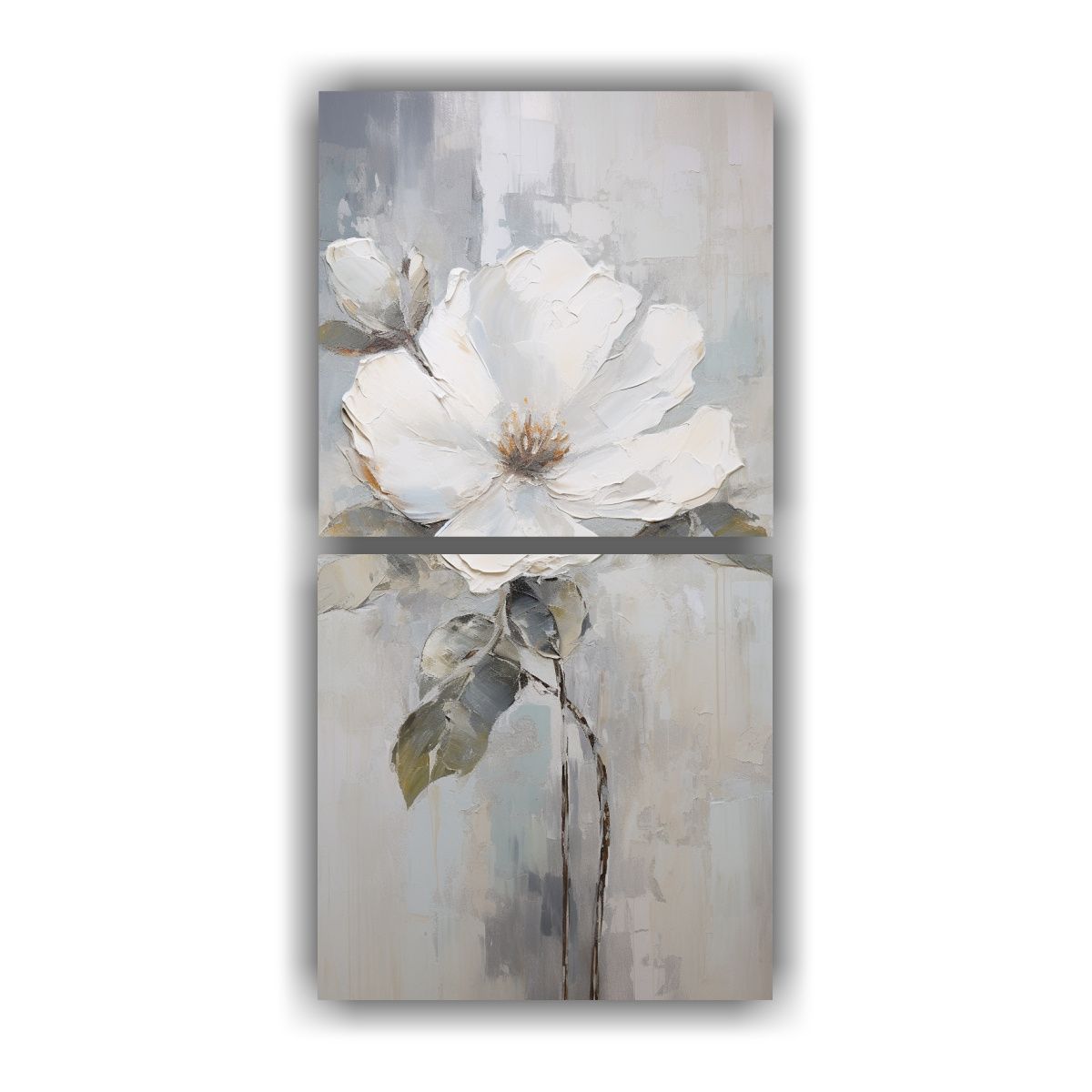 GENERICO - Pintura Lienzo Estilo Flor Blanco En Set De 2 30x60 Cm