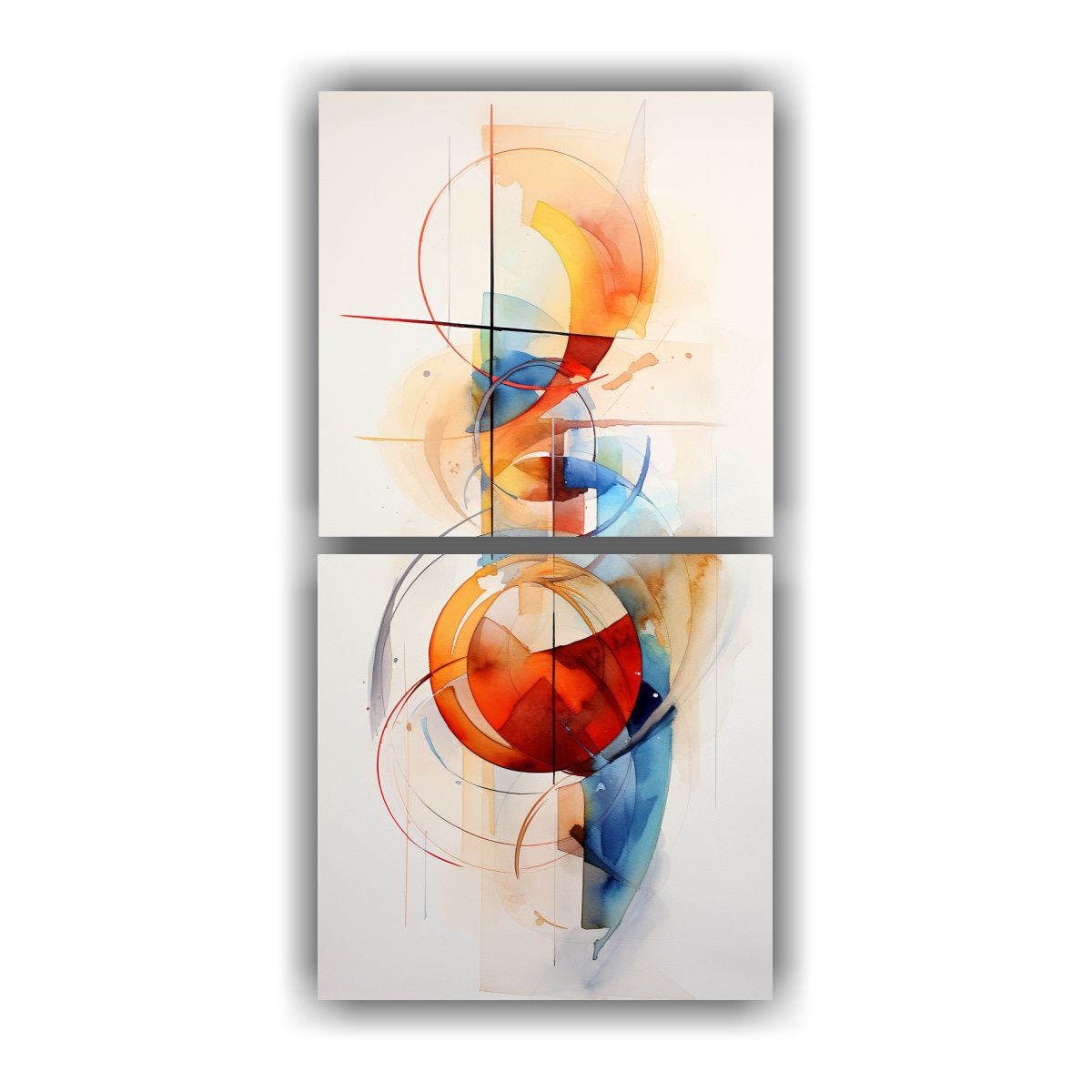 GENERICO - Cuadros Abstractos Juveniles De Arte En Acuarela 20x40 Cm