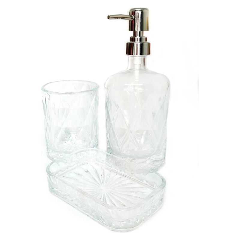 GENERICO - Set de Vidrio Baño 3 Pzas