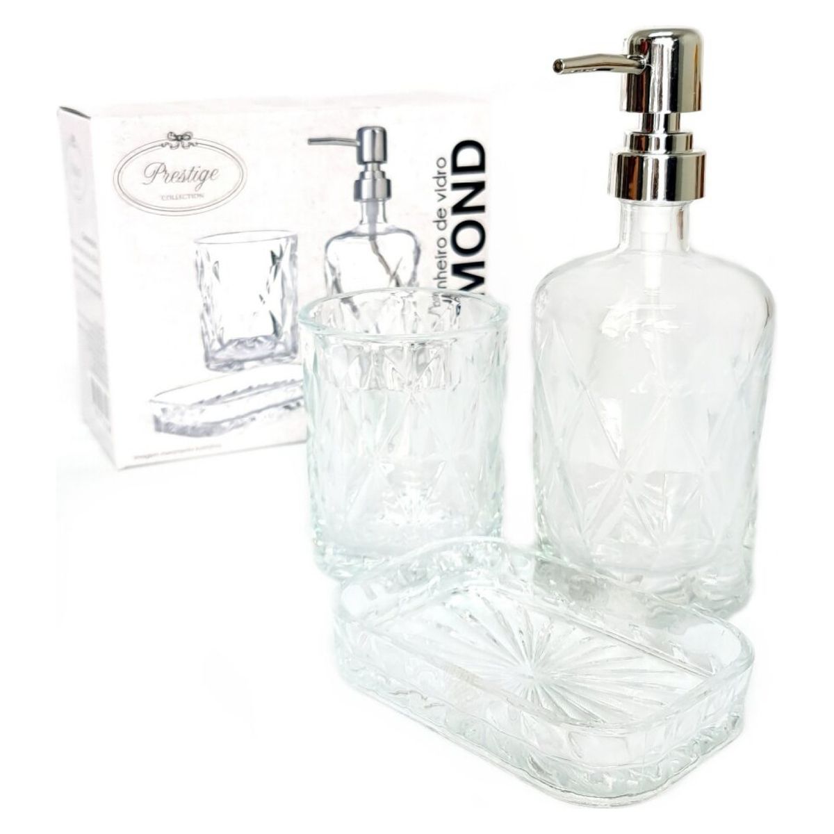 GENERICO - Set de Vidrio Baño 3 Pzas