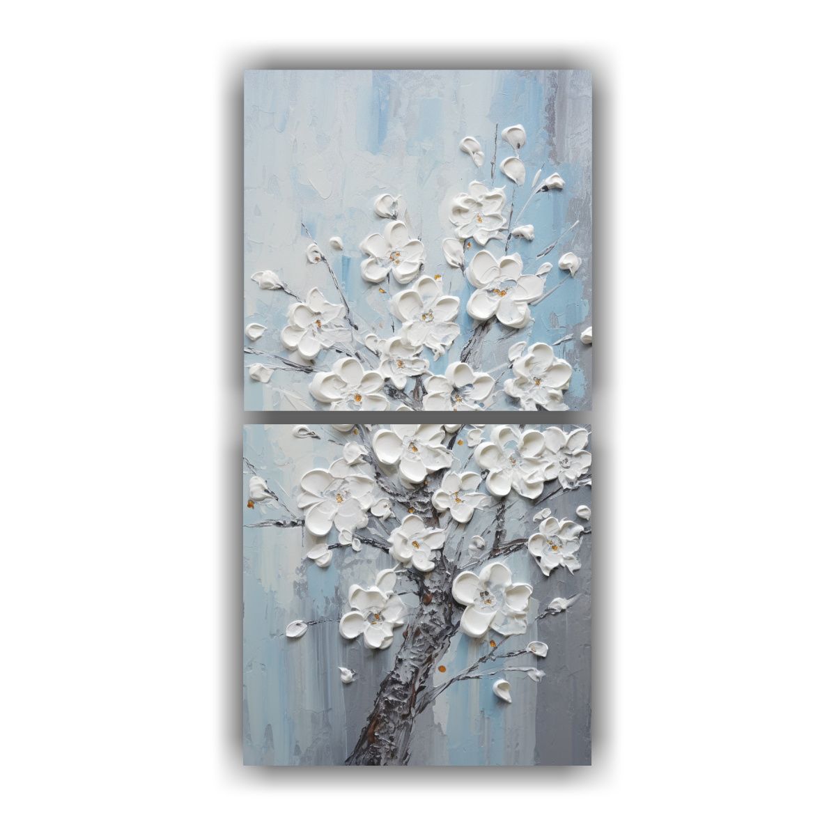 GENERICO - Set 2 Lienzos De Tela Modernos Relieve Con Flores 20x40 Cm