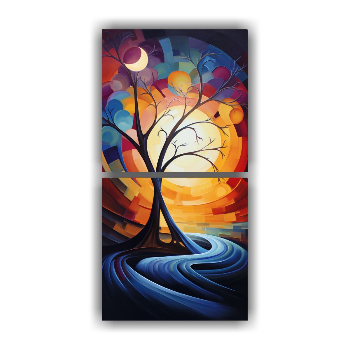 GENERICO - Armonía Abstracta Noche Y Día Pinturas 60x120 Cm