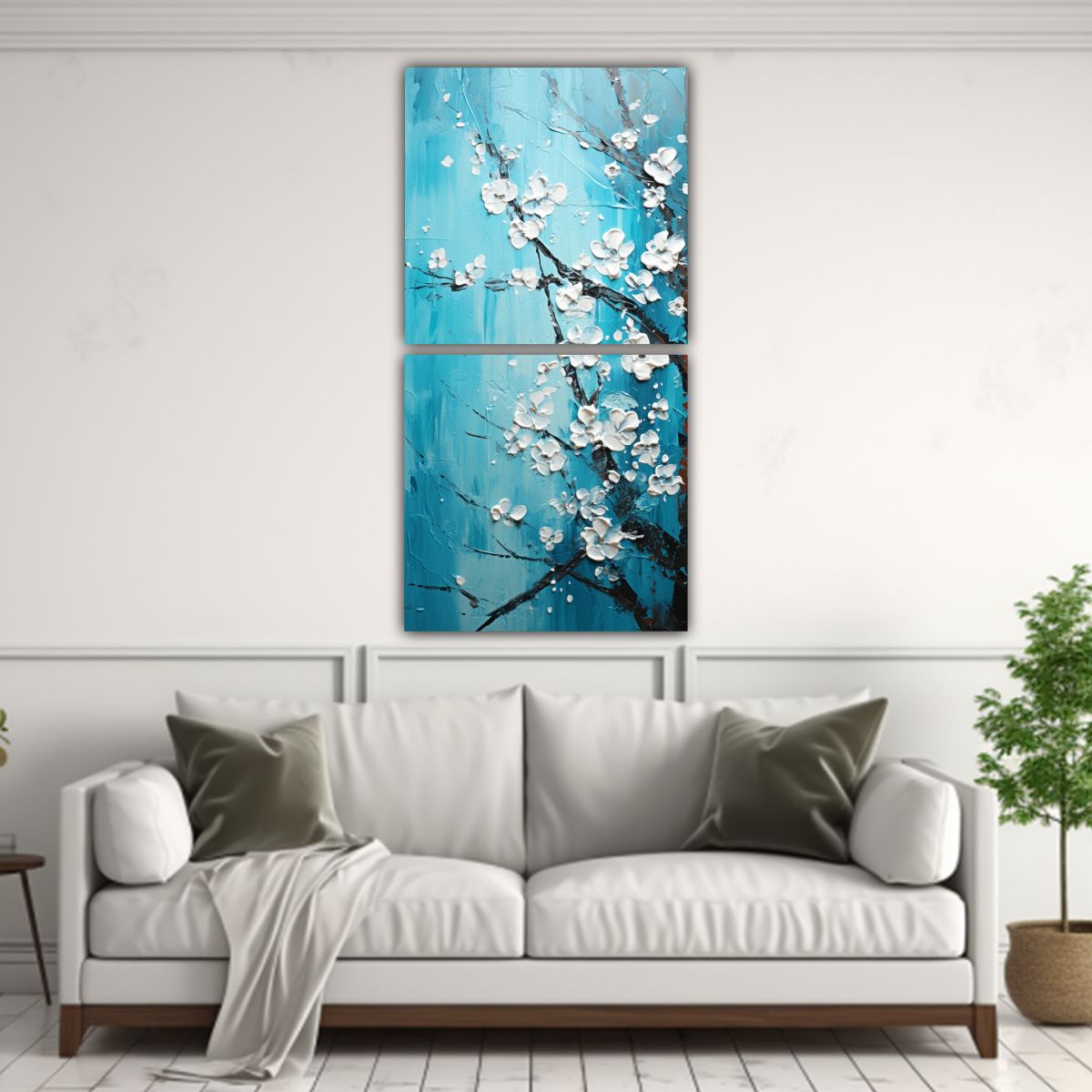 GENERICO - Pintura Vintage De Flores De Cerezo En Lienzo En 50x100 Cm