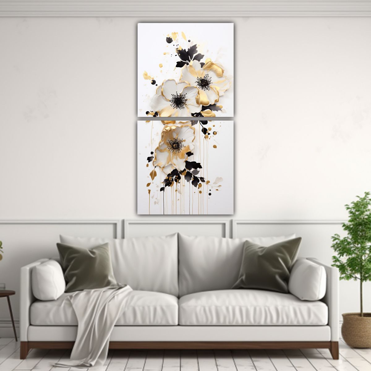 GENERICO - Pintura Decorativa En Acrílico Blanco Con Estilo 50x100 Cm