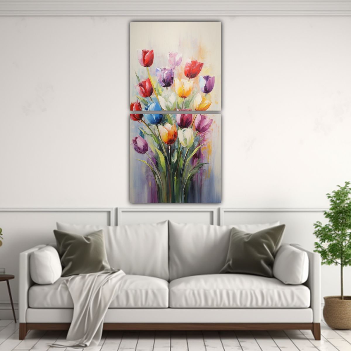 GENERICO - Pintura En Lienzo De TULIPANES En Colores 30x60 Cm