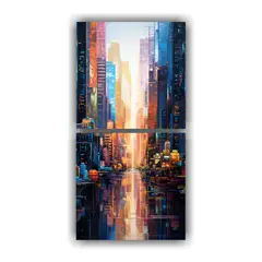 GENERICO - Dos Lienzos De Tela Tema Arte Gráfico Con Vista 40x80 Cm