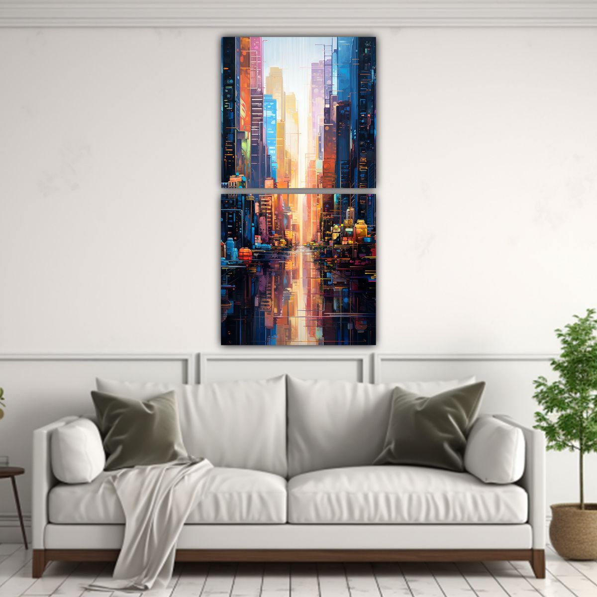 GENERICO - Dos Lienzos De Tela Tema Arte Gráfico Con Vista 30x60 Cm