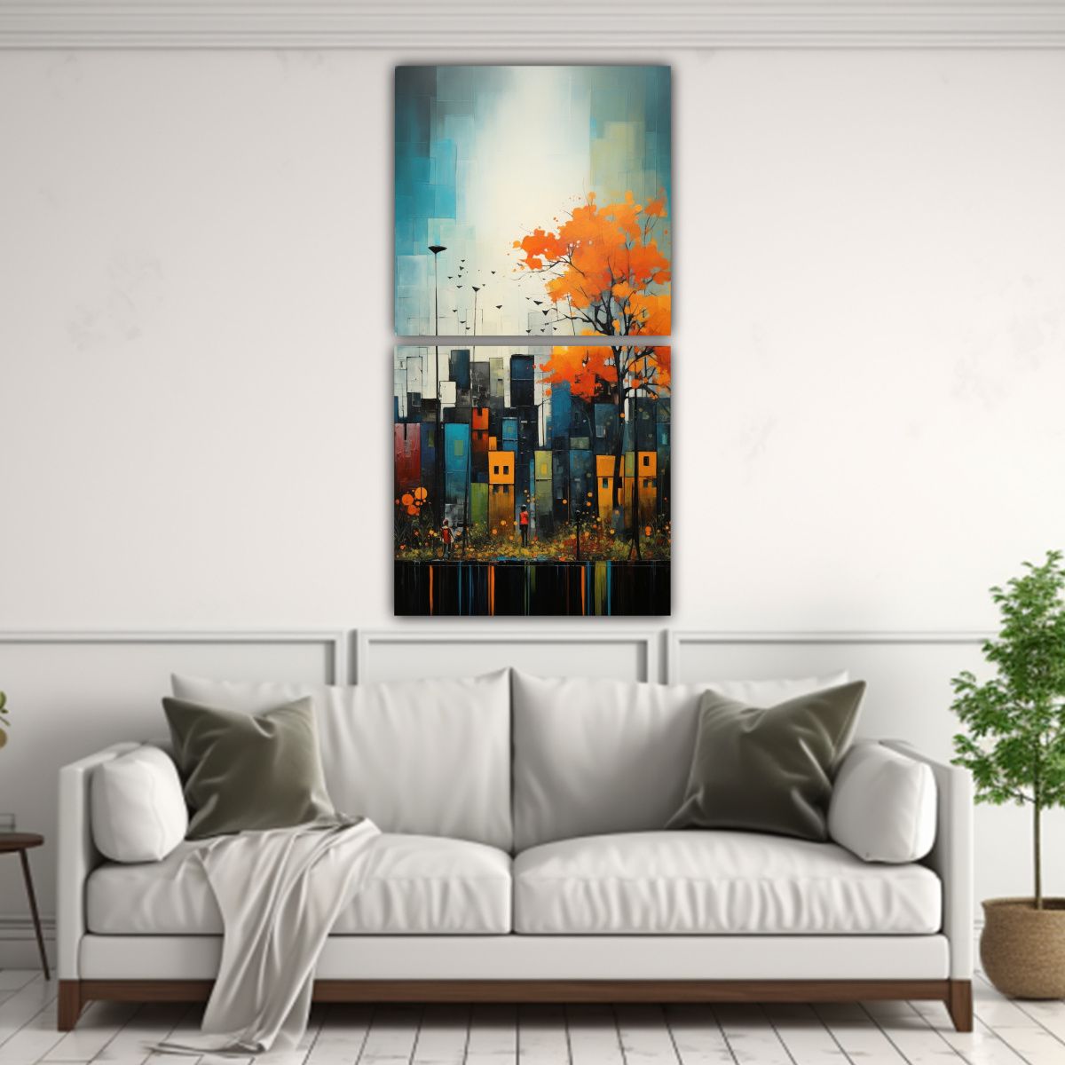 GENERICO - Set 2 Pinturas Decorativas De Arte Inspiración 40x80 Cm