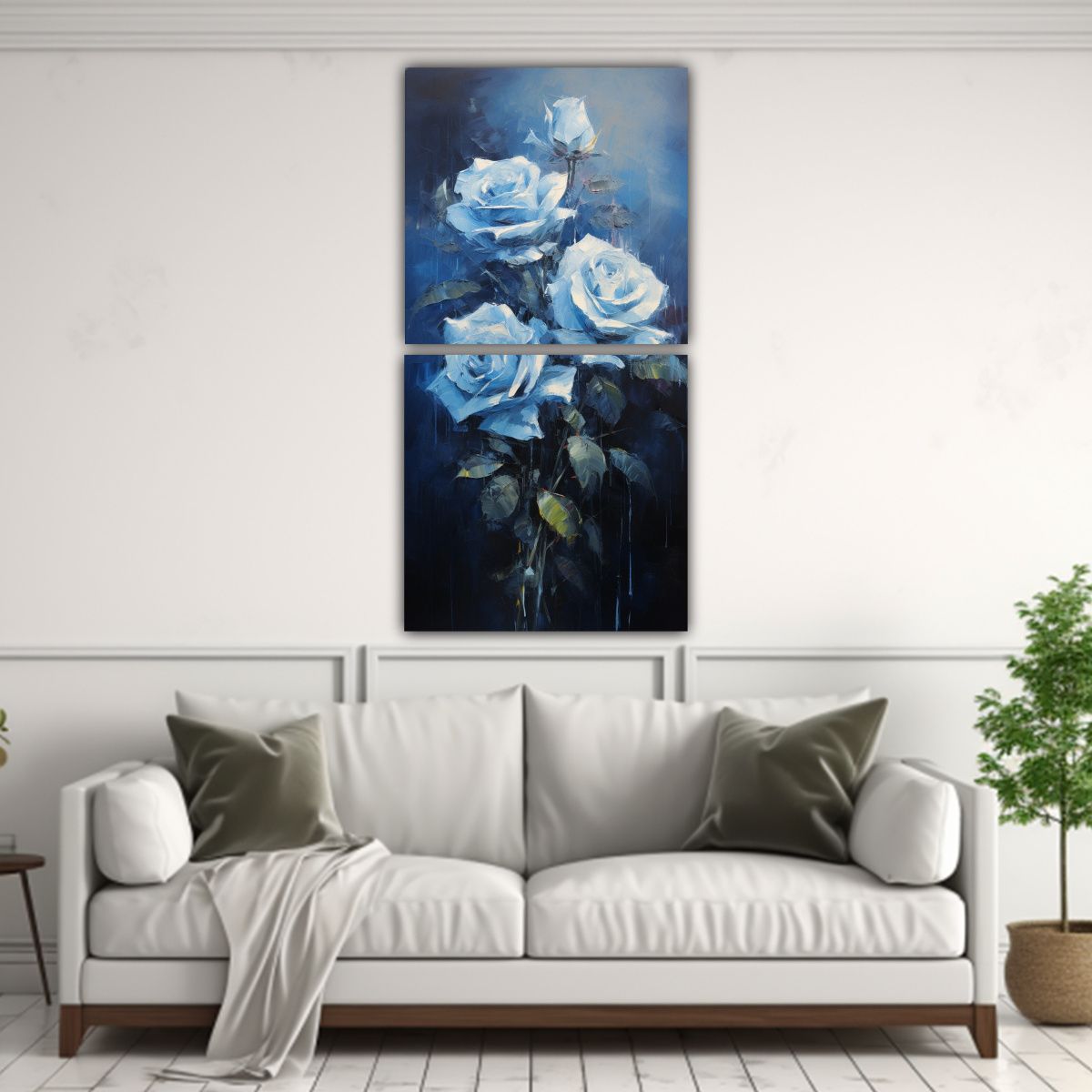 GENERICO - Cuadro Creativo De Rosas Azules Estilo 40x80 Cm