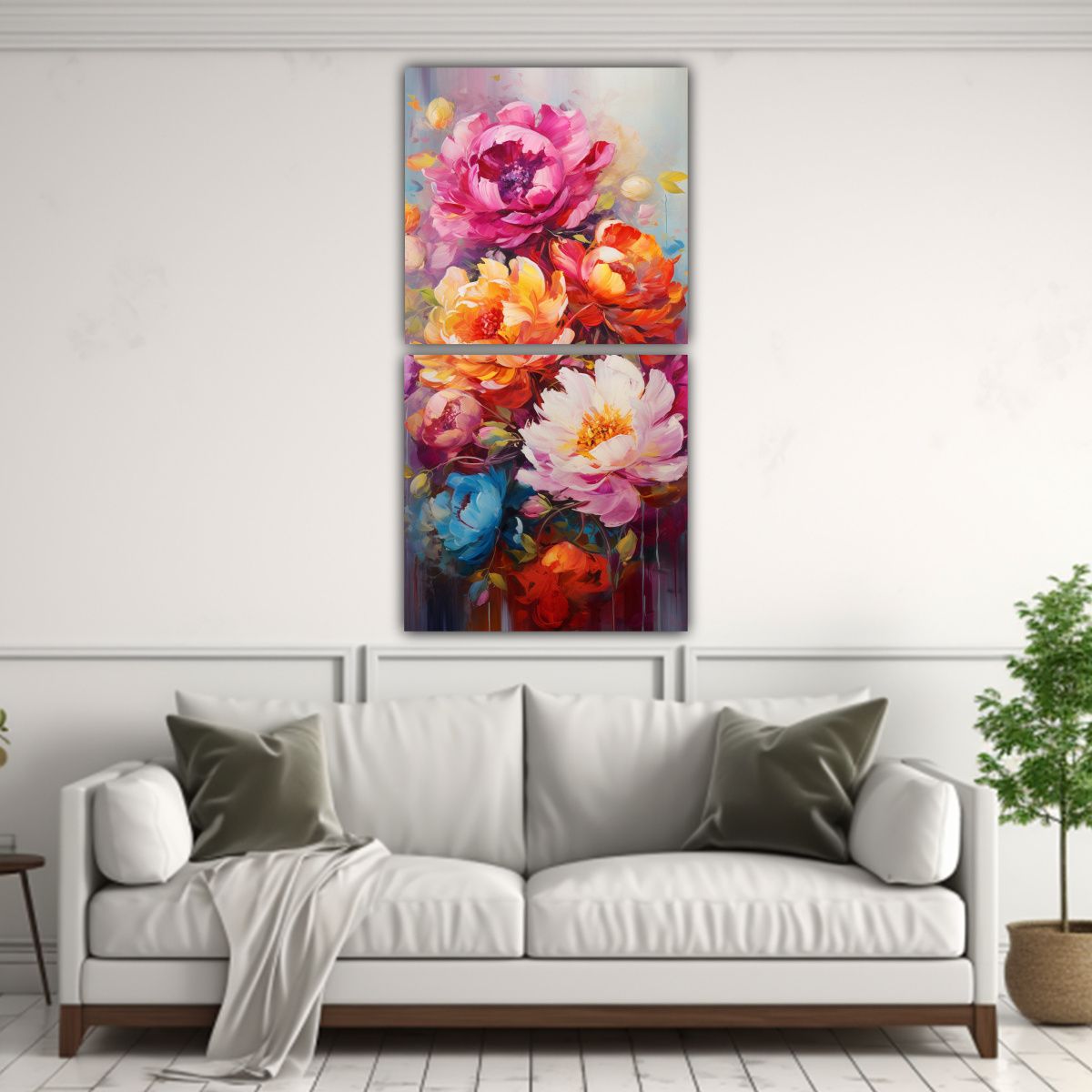 GENERICO - Cuadros Colores Comedor Pintura De Peonías 50x100 Cm