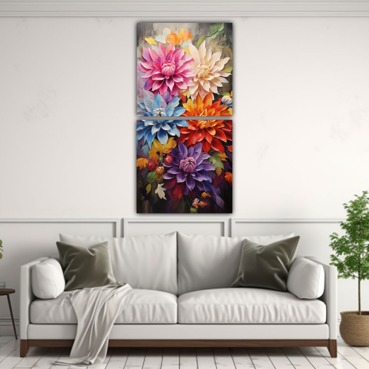 GENERICO - Pintura Espectacular De Flores Arcoíris En 50x100 Cm