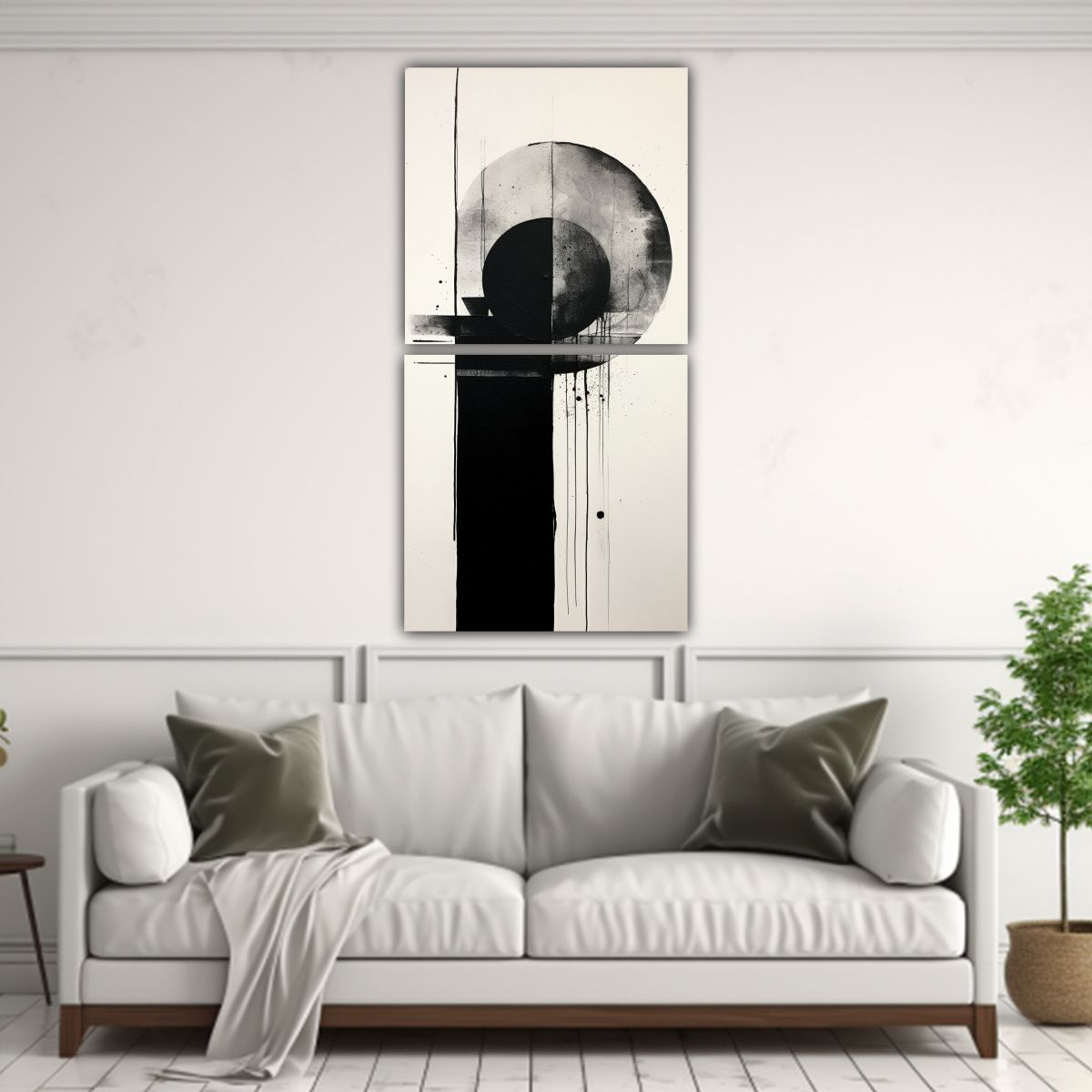 GENERICO - Pinturas Abstractas En Blanco Y Negro Con Enfoque 30x60 Cm