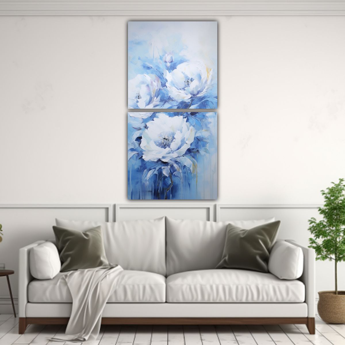 GENERICO - Cuadros De Inspiración Simple De Peonías Azules 20x40 Cm