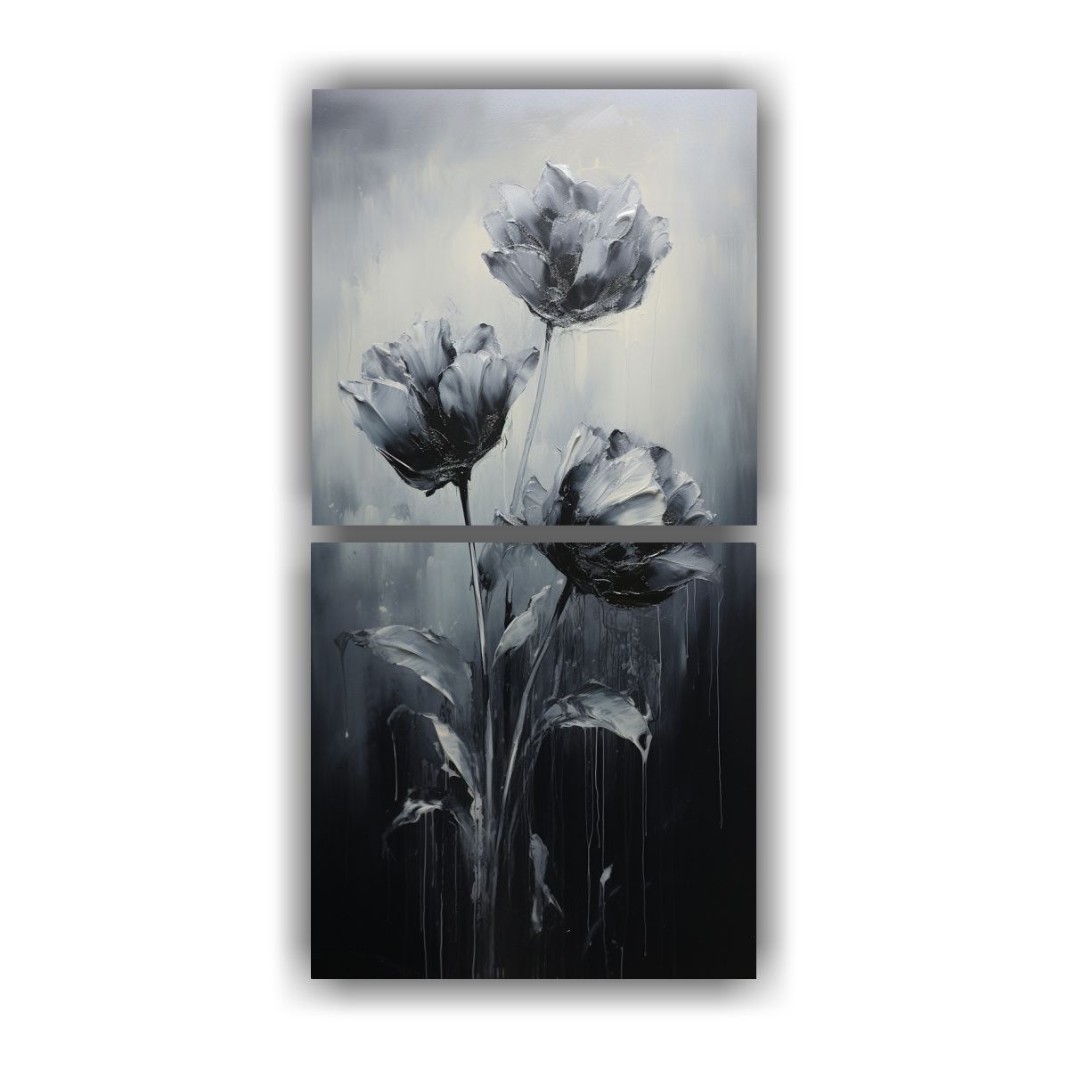 GENERICO - Dos Lienzos Hermoso Multicolor A Black TULIPS 40x80 Cm