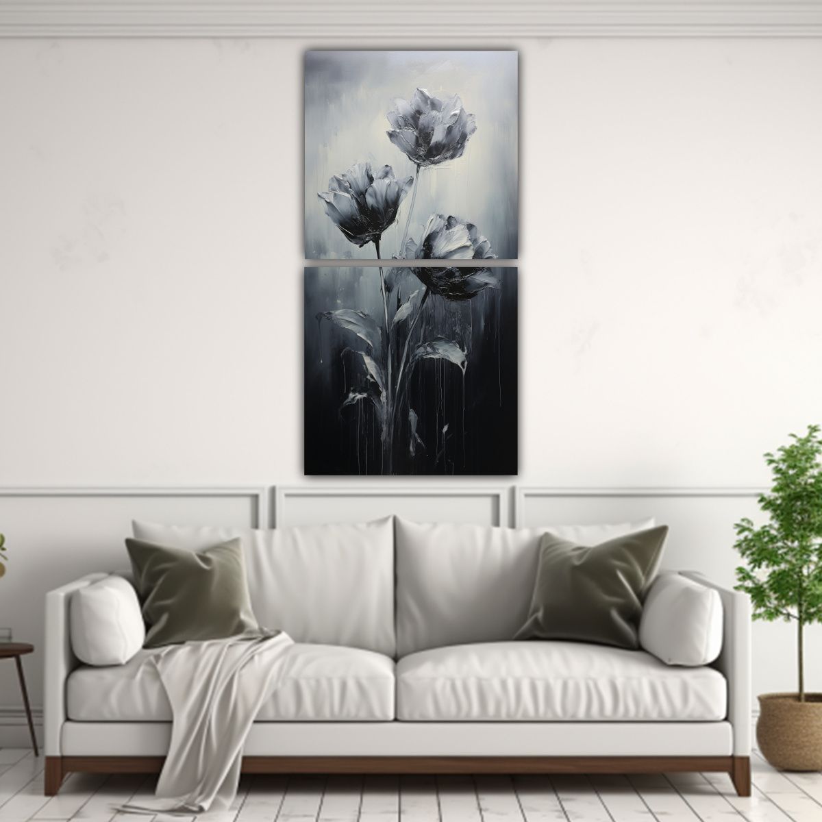 GENERICO - Dos Lienzos Hermoso Multicolor A Black TULIPS 40x80 Cm