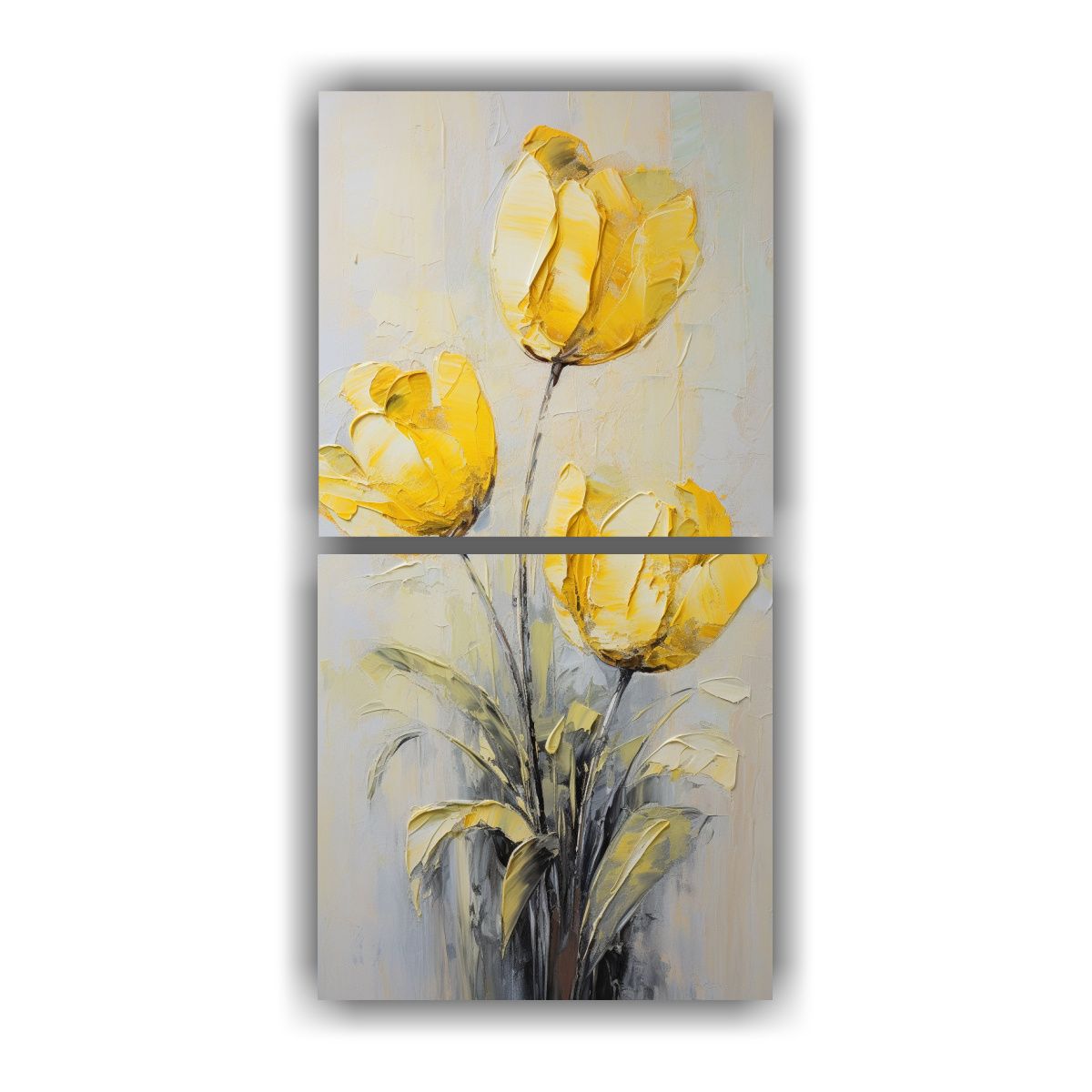 GENERICO - Cuadro Inspiración A Flores Amarillas TULIPS En 60x120 Cm