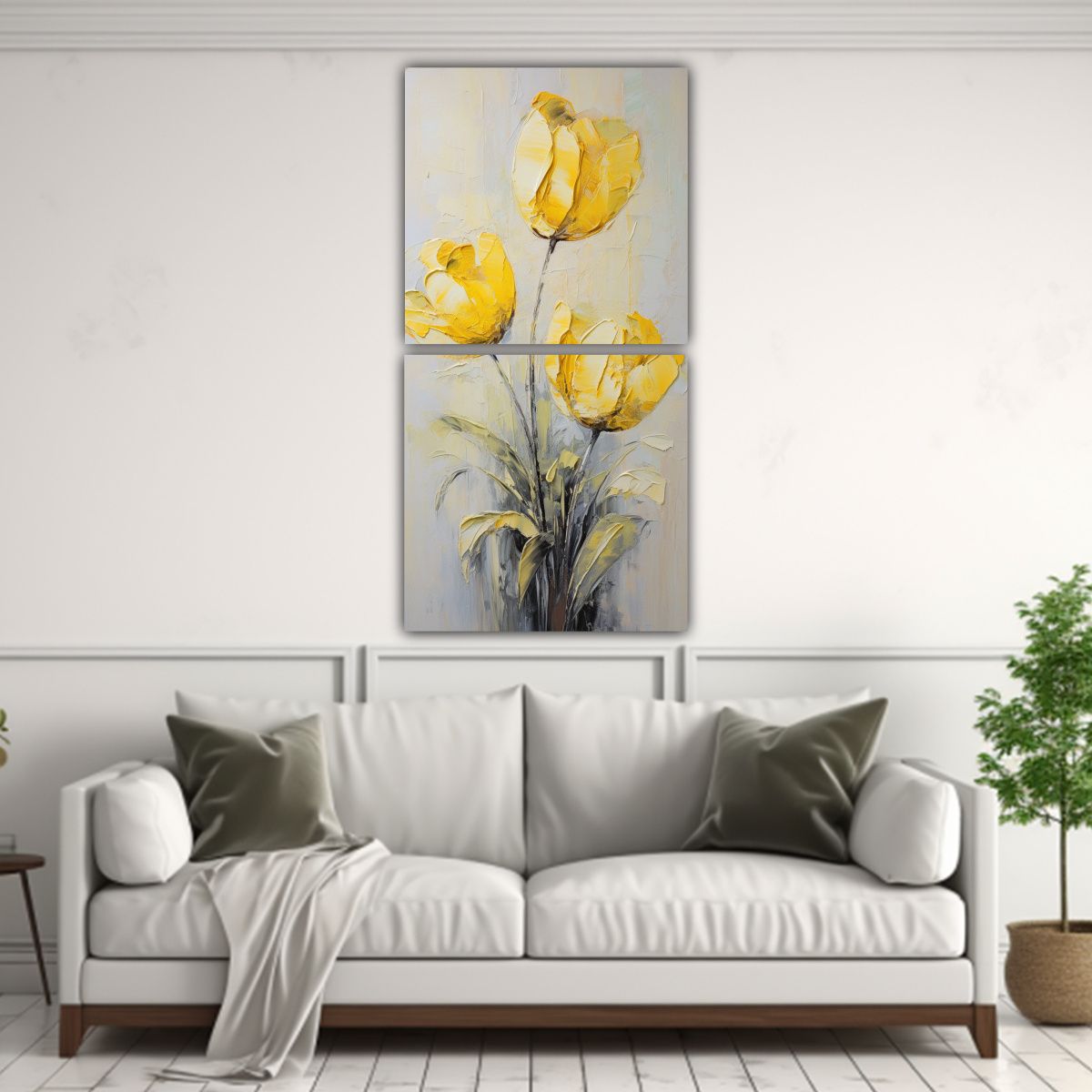 GENERICO - Cuadro Inspiración A Flores Amarillas TULIPS En 60x120 Cm
