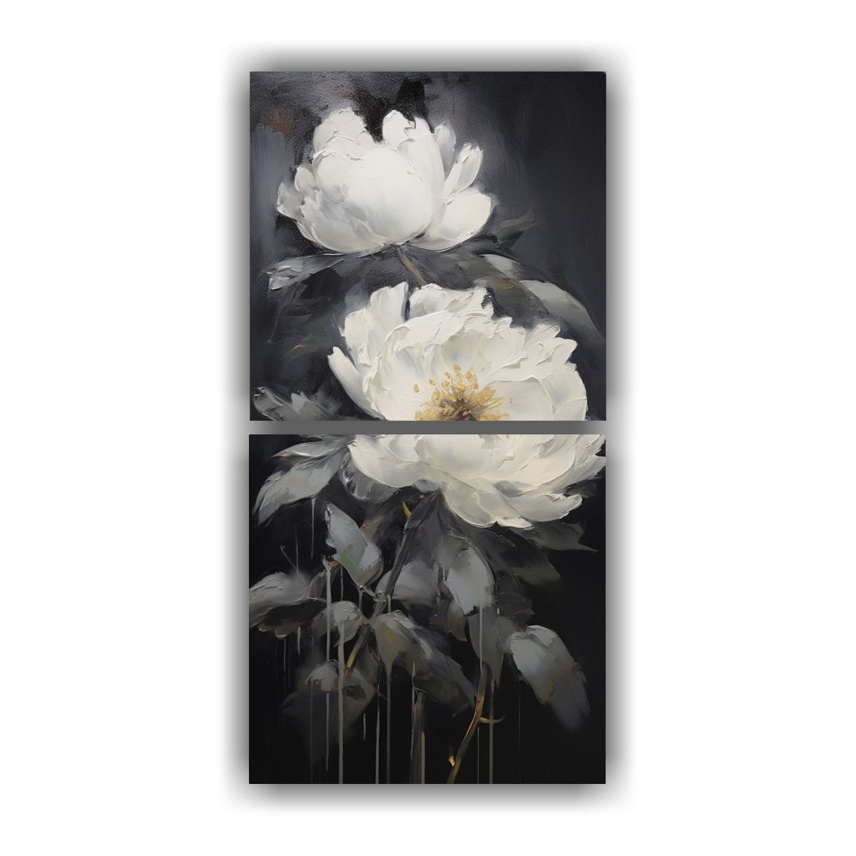 GENERICO - Cuadros De Diseño Mural De Peonías Negras Sobre 30x60 Cm