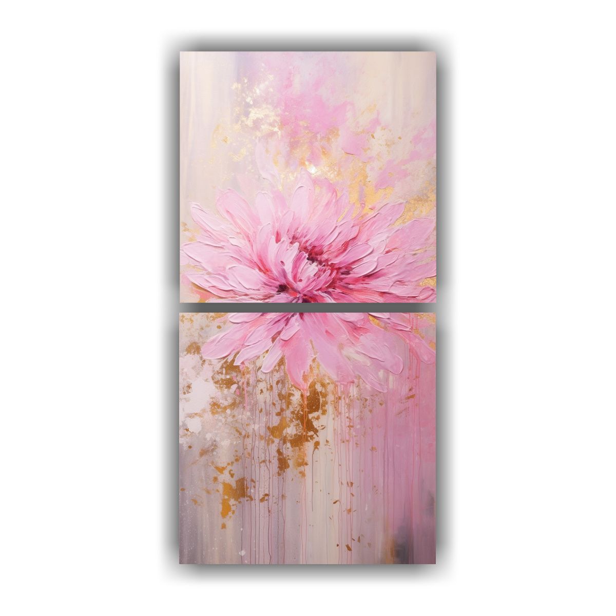 GENERICO - Pintura De Flor Rosa En Lienzo Estilo Diseño De 20x40 Cm