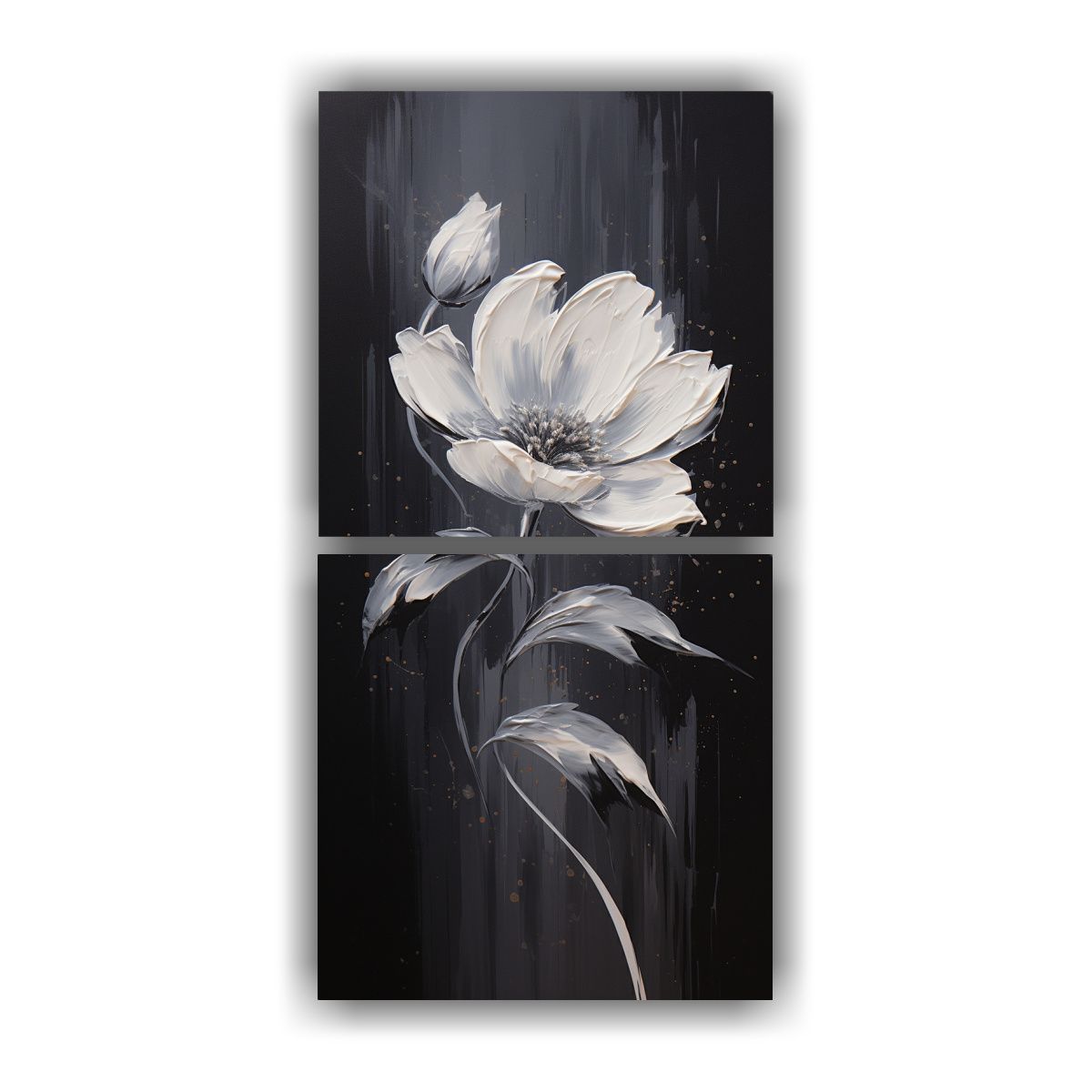 GENERICO - Pintura Impactante De Flor Negra En Lienzo En El 20x40 Cm