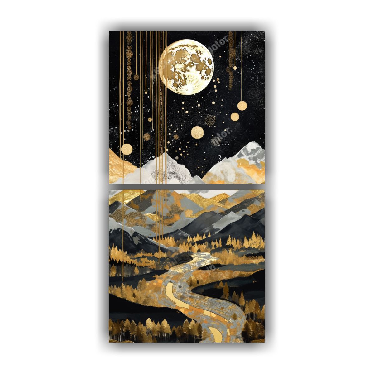 GENERICO - Pintura Lunar En Las Montañas Con Estilo De 30x60 Cm